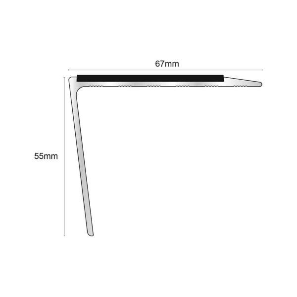 67mm x 55mm DDA Compliant Aluminium Stair Nosing Anti Slip PVC Insert - Image 2