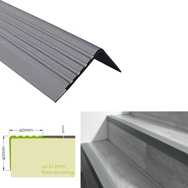 Non Slip Stair Nosing Bullnose Stair Nosing Rubber Angle Step Edge darkgrey