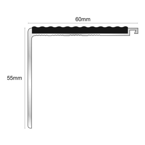 Non Slip Tredsafe Stair Nosing NHD 17 - 60 x 55mm