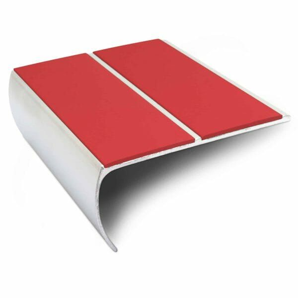 Red Anti Slip Commercial Stair Nosing Aluminium Edge Trim With Pvc Insert 87 x 40mm