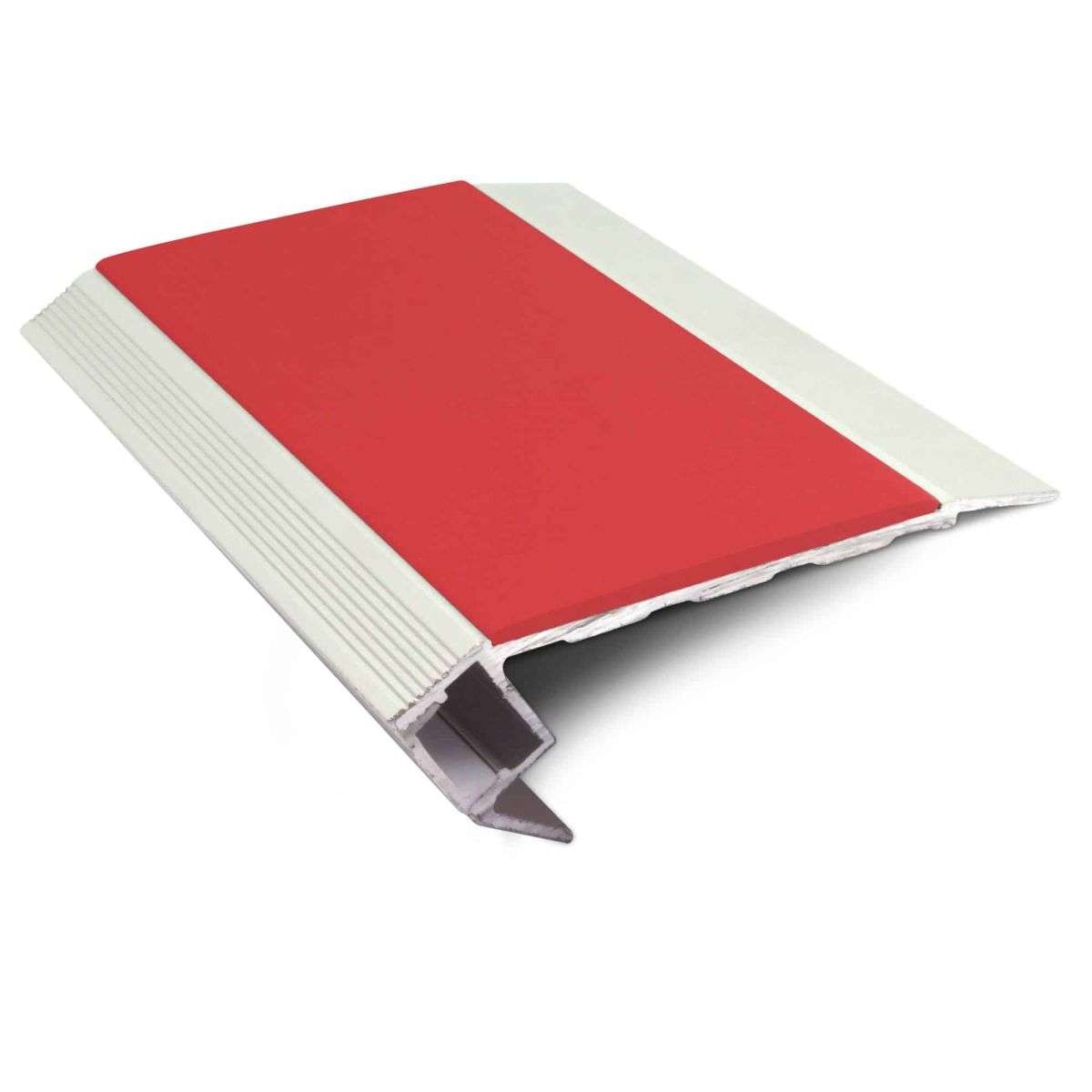Red Light Down Aluminium Non Slip Stair Nosing 76.5 x 26mm with LED Lighting Edge Trim