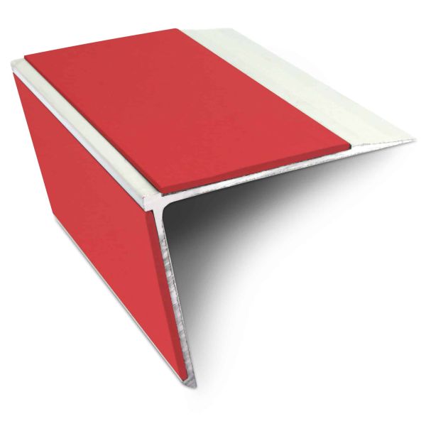 Red Non Slip Commercial Stair Nosing Edge Trim With Pvc Insert Aluminium 75mm x 58mm