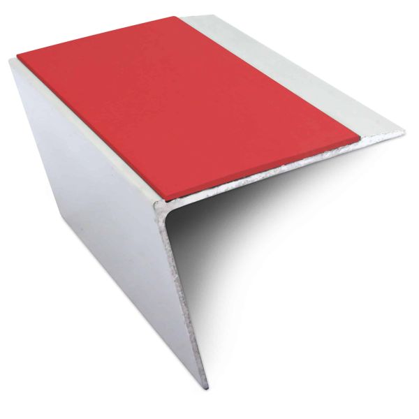 Red Non Slip Stair Nosing 67mm x 55mm Edge Trim With Pvc Insert Aluminium DDA Compliant