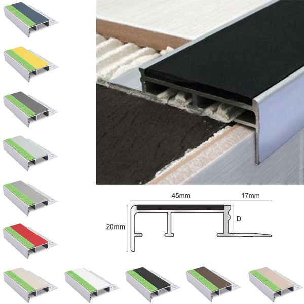 Slimline Ceramic Tile-In Stair Nosing – 10mm Non Slip Commercial