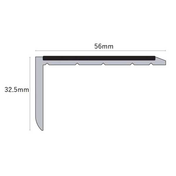 Slimline Hard Nose PVC Non Slip Stair Nosing 56x32.5mm