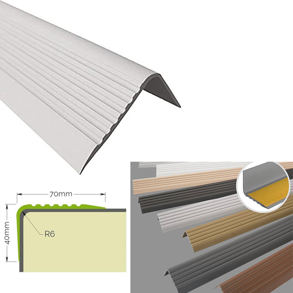Stair Nosing Anti Slip Rubber Angle Step Edge Bullnose Stair Nosing Grey