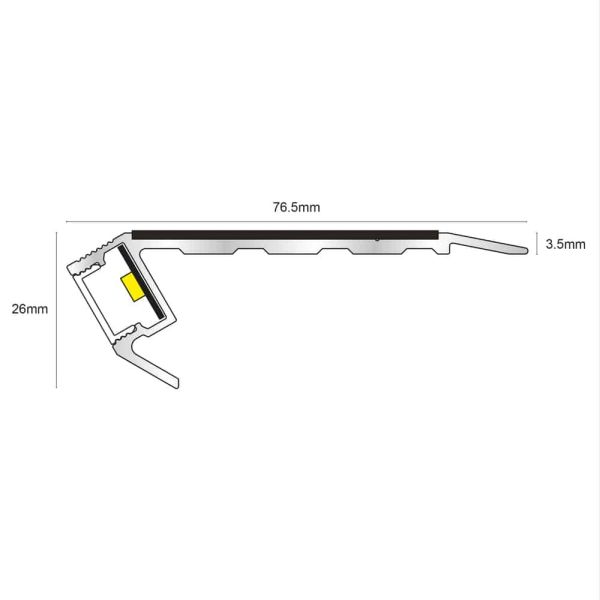 Stair Nosing Vision Light Down Tredsafe Non Slip 76.5mmx 26mm
