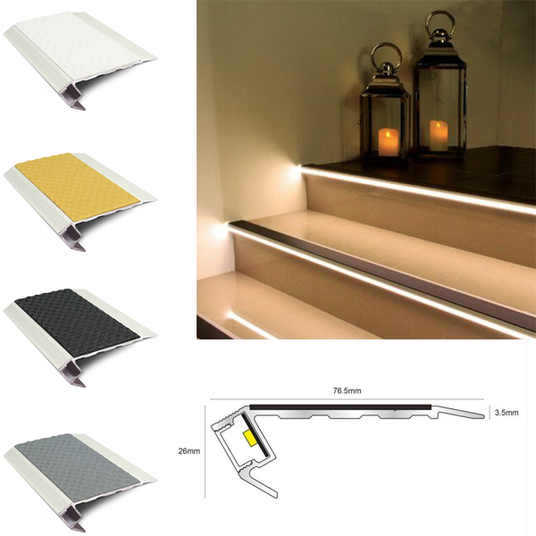 Stair Nosing Vision Light Down Tredsafe Non Slip 76.5mmx26mm