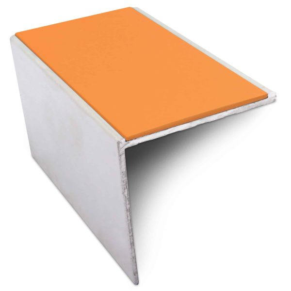 Tangerine DDA Compliant Aluminium Non Slip Commercial Stair Nosing Edge Trim With Pvc Insert 56 x 55mm