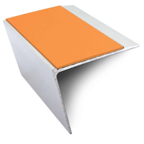 Tangerine Non Slip Stair Nosing 67mm x 55mm Edge Trim With Pvc Insert Aluminium DDA Compliant