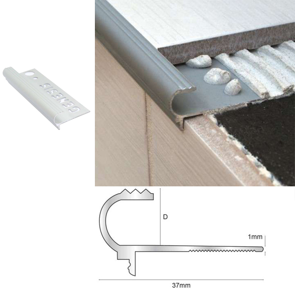 Tile-In Bullnose Edge Trim for Smooth Tile Finishing