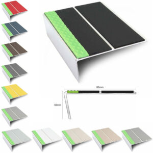 Tredsafe Aluminium Non Slip Stair Nosing Edge Trim With PvcInsert85mmx32mm