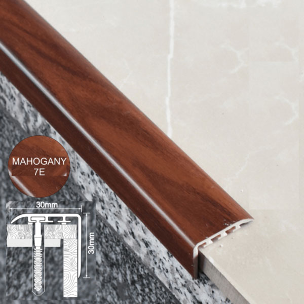 UPVC Stair Nosing Trim for Stair Treads - 30mm x 30mm Mahogny