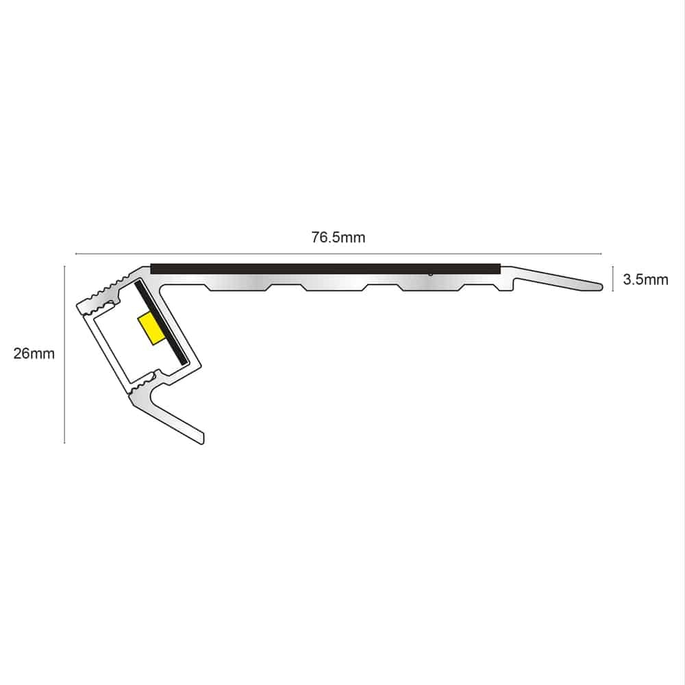 Vision Light Down - Tredsafe Non Slip 76.5x26mm Stair Nosing