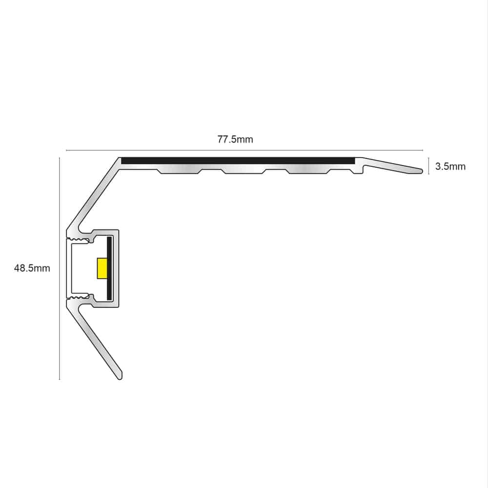 Vision Light Out - Tredsafe Non Slip 77.5 x 48.5mm Stair Nosing