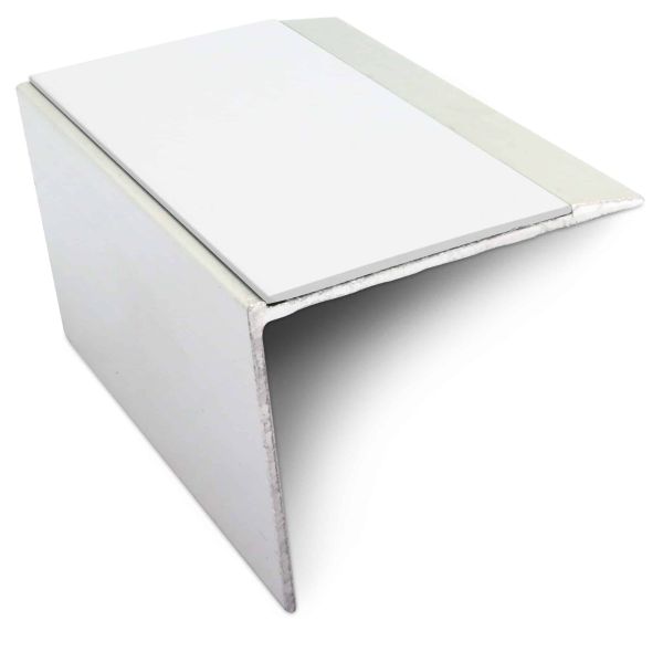 White 67 x 55mm Aluminium Anti Slip Stair Nosing – DDA Compliant