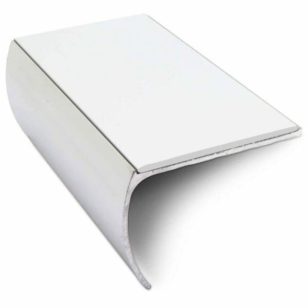 White Aluminium Non Slip Commercial Stair Nosing Bullnose Edge Trim With Pvc Insert 57 x 40mm