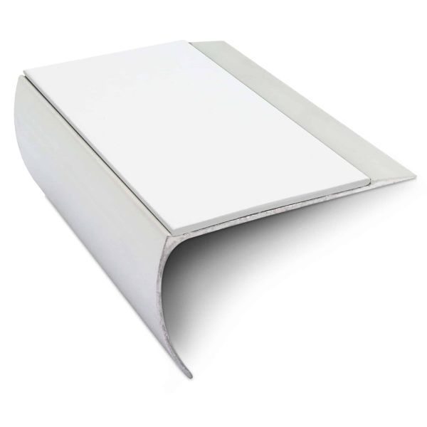 White Aluminium Non Slip Commercial Stair Nosing Edge Trim With Pvc Insert 69 x 40mm