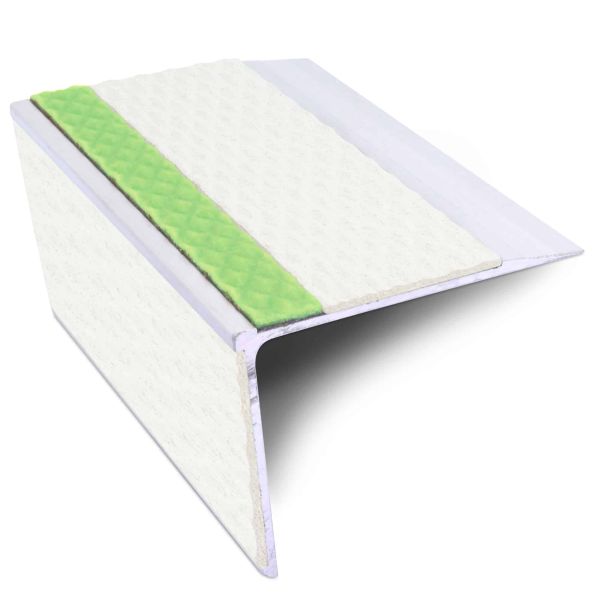 White Aluminium Stair Nosing 75mm x 58mm Edge Trim With Non Slip Pvc Insert DDA Compliant