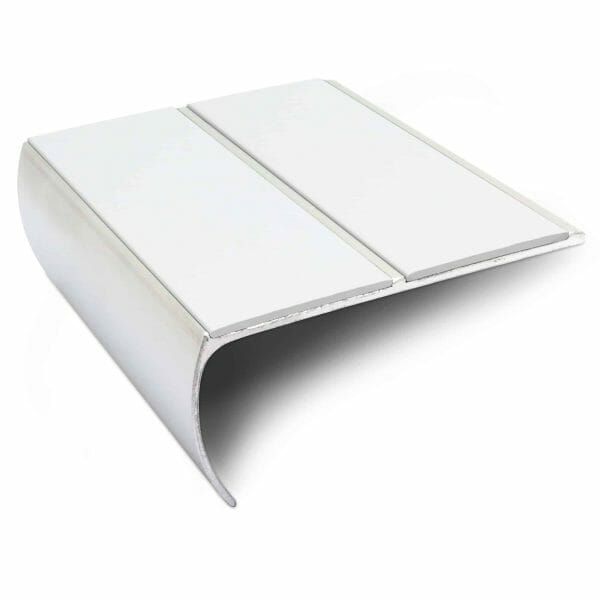 White Anti Slip Commercial Stair Nosing Aluminium Edge Trim With Pvc Insert 87 x 40mm