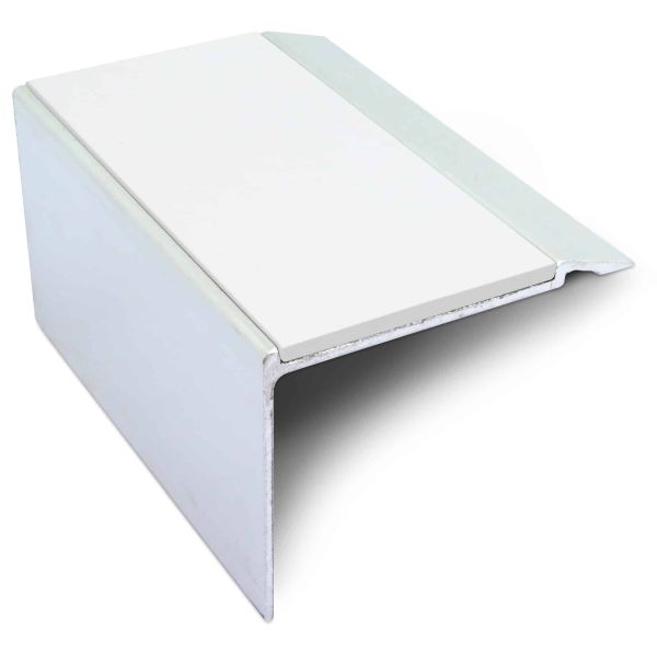 White Commercial Stair Nosing 72mm x 55mm With PVC Insert Non Slip Stair Edge Trim