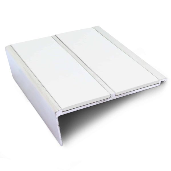 White Commercial Stair Nosing 93mm x 32mm Non Slip PVC Insert Stair Nosing Edge Trim