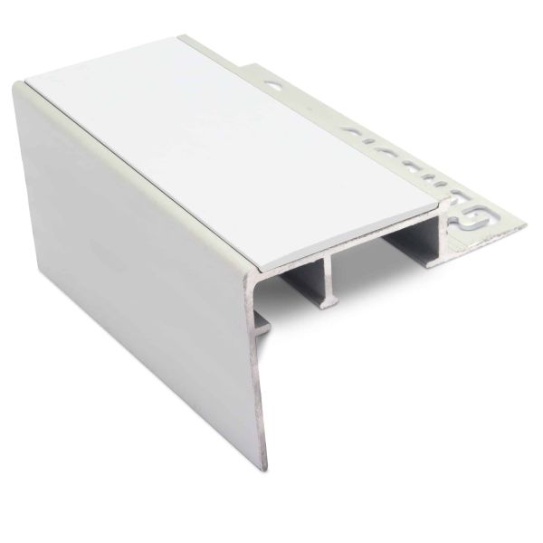 White Heavy-Duty Aluminium Tile-In Nosing – Slip-Resistant Stair Edge Profile