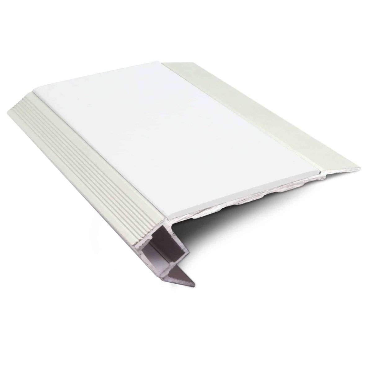 White Light Down Aluminium Non Slip Stair Nosing 76.5 x 26mm with LED Lighting Edge Trim