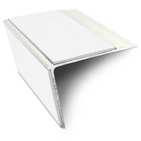 White Non Slip Commercial Stair Nosing Edge Trim With Pvc Insert Aluminium 75mm x 58mm