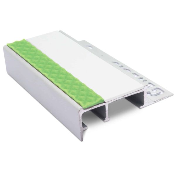 White Slimline Ceramic Tile-In Stair Nosing – 10mm Non Slip Commercial