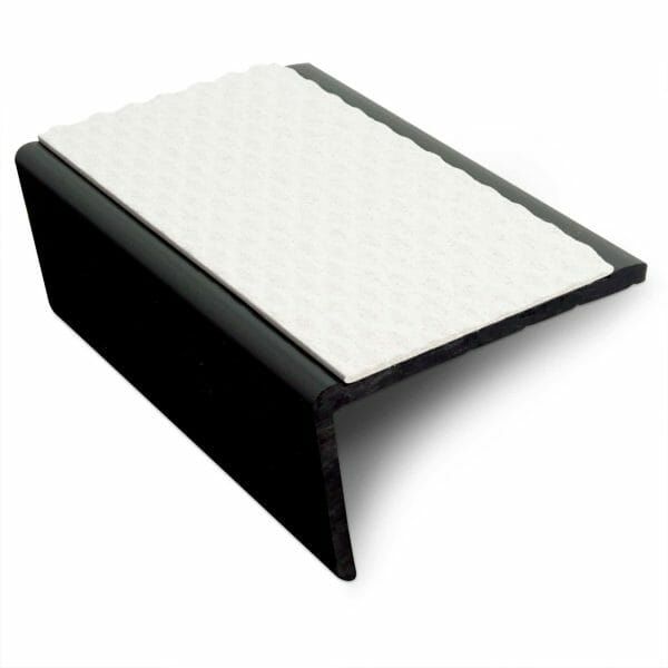 White Slimline Hard Nose PVC Tredsafe Non Slip Stair Nosing 56 x 32.5mm