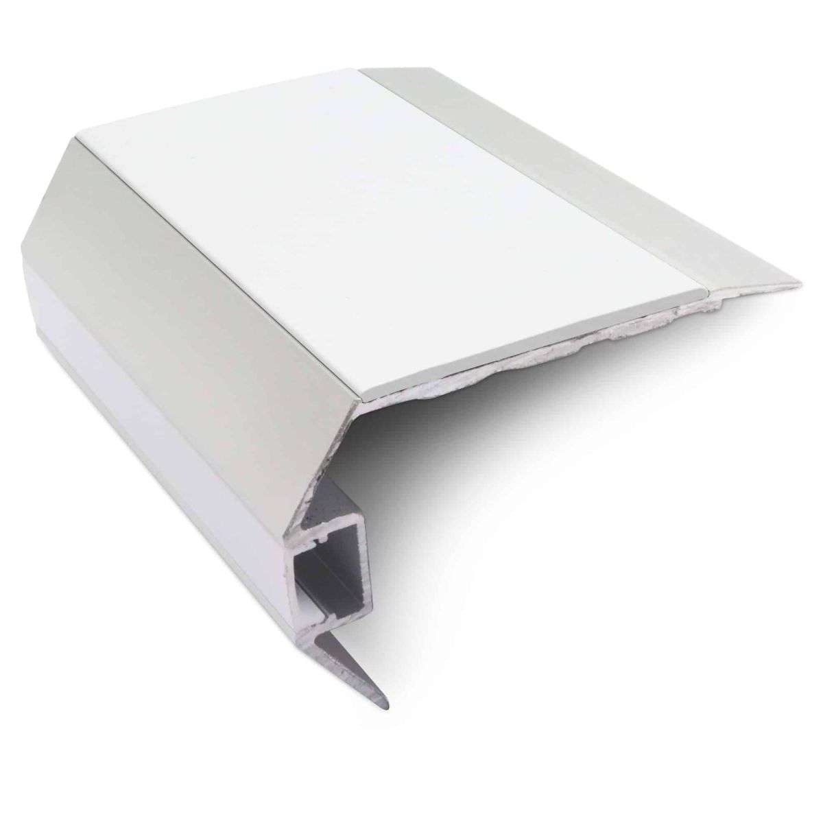 White Vision Light Out Aluminium Non Slip Stair Nosing 77.5 x 48.5mm with LED Lighting Edge Trim