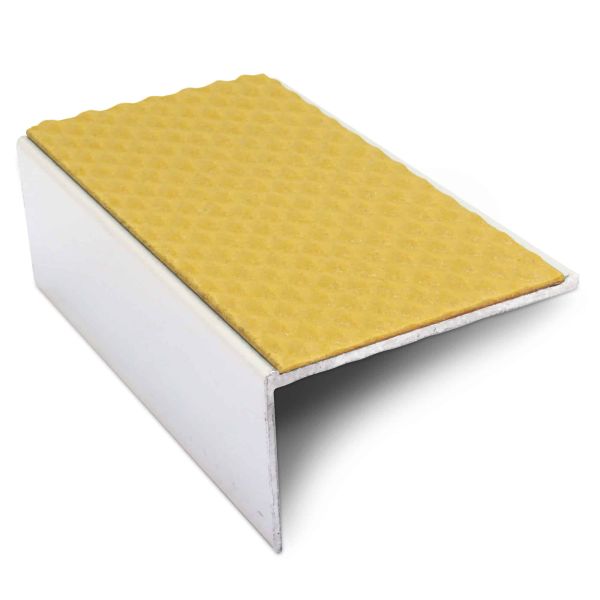 Yellow Aluminium Non Slip Stair Nosing Edge Trim With PVC Insert 56 x 32 mm