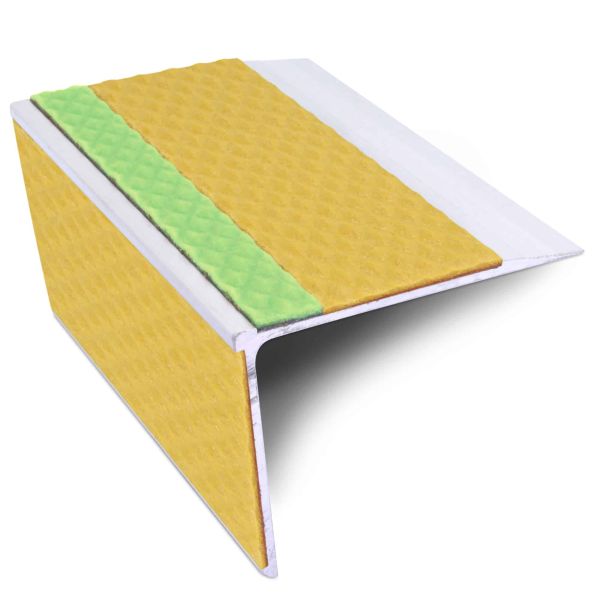 Yellow Aluminium Stair Nosing 75mm x 58mm Edge Trim With Non Slip Pvc Insert DDA Compliant