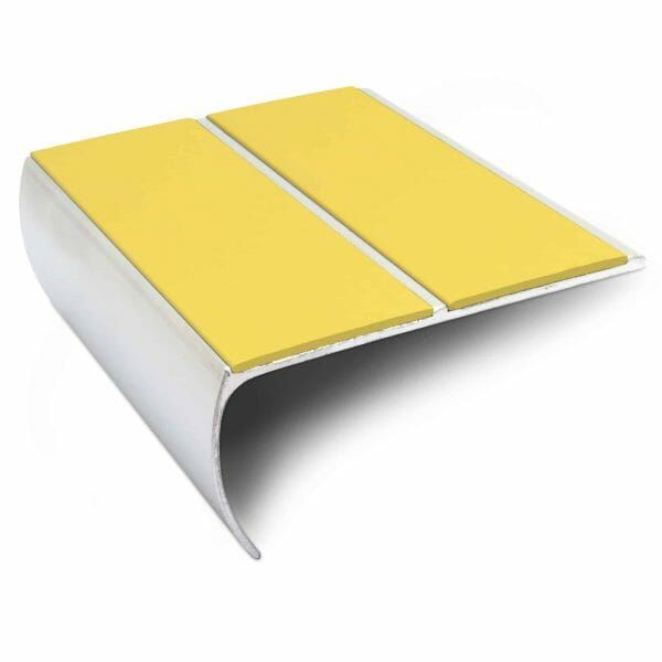 Yellow Anti Slip Commercial Stair Nosing Aluminium Edge Trim With Pvc Insert 87 x 40mm