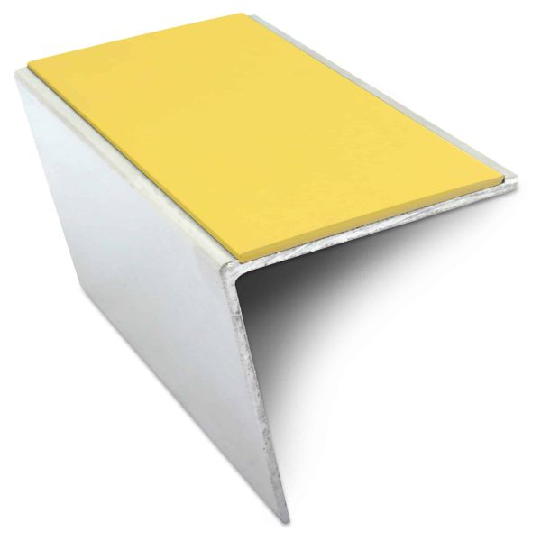 Yellow Commercial Stair Nosing 57 x 55mm PVC Insert Aluminium Anti Slip Trim