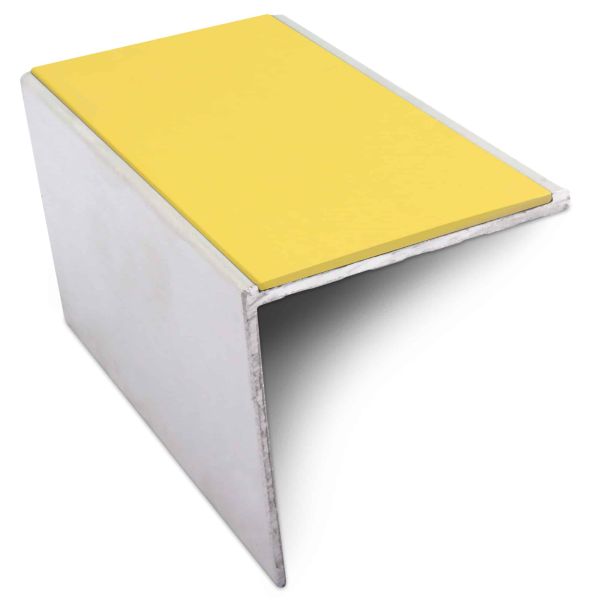 Yellow DDA Compliant Aluminium Non Slip Commercial Stair Nosing Edge Trim With Pvc Insert 56 x 55mm