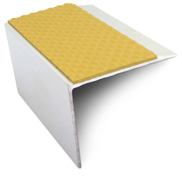 Yellow DDA Compliant Aluminium Stair Nosing Edge Trim Non Slip With Pvc Insert 56 x 55mm
