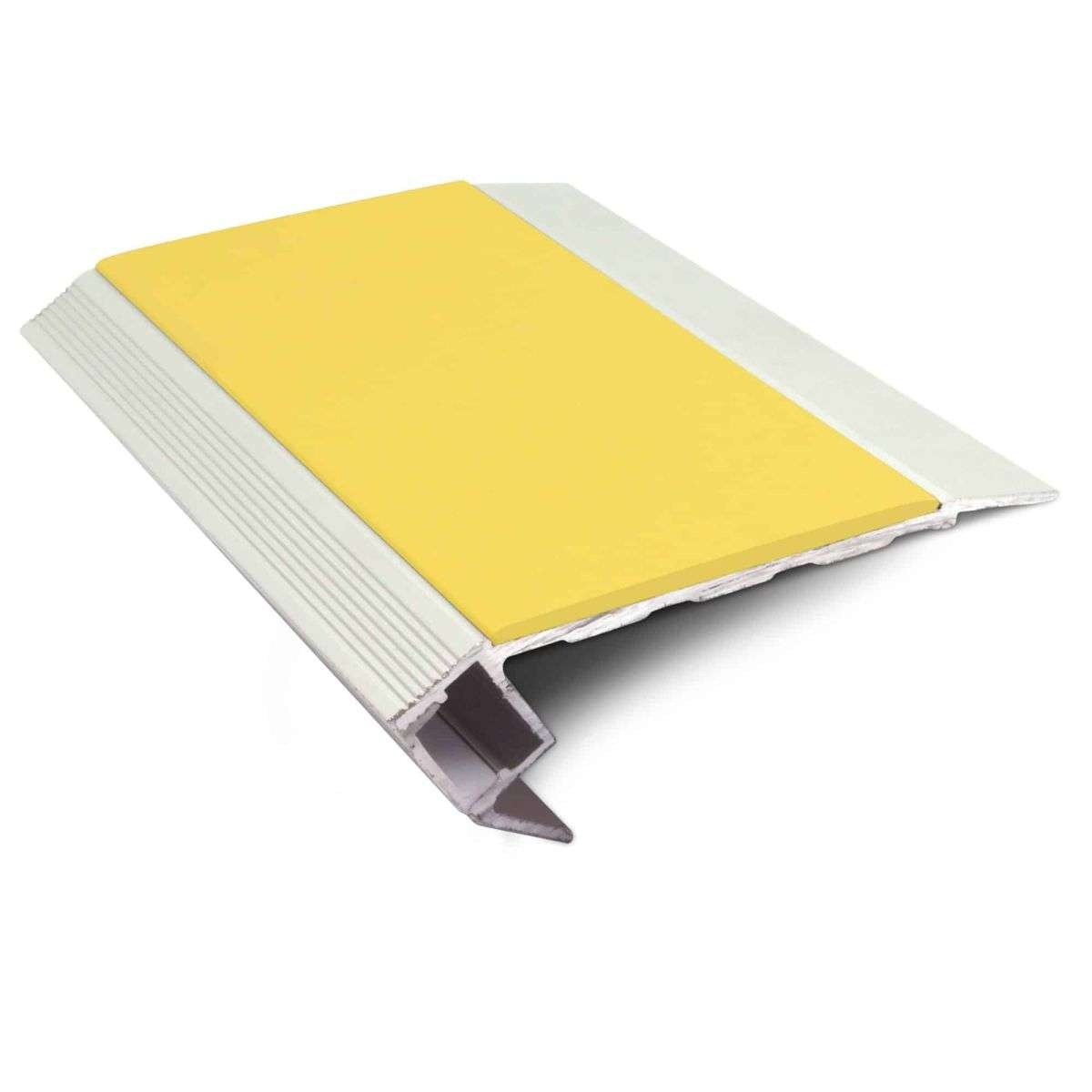 Yellow Light Down Aluminium Non Slip Stair Nosing 76.5 x 26mm with LED Lighting Edge Trim
