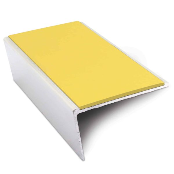Yellow Non Slip Aluminium Stair Nosing 57mm x 32mm Commercial PVC Trim