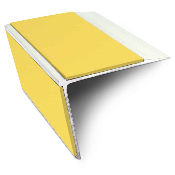 Yellow Non Slip Commercial Stair Nosing Edge Trim With Pvc Insert Aluminium 75mm x 58mm