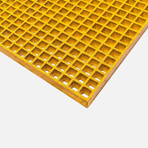 Yellow Open-Mesh GRP Grating Panels - 50mm Thick
