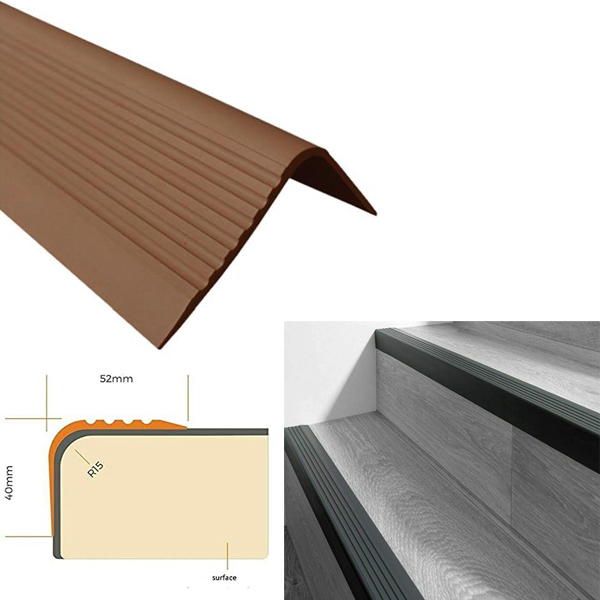 bROWN Bullnose Non Slip Stair Nosing PVC Rubber Angle Step Edge