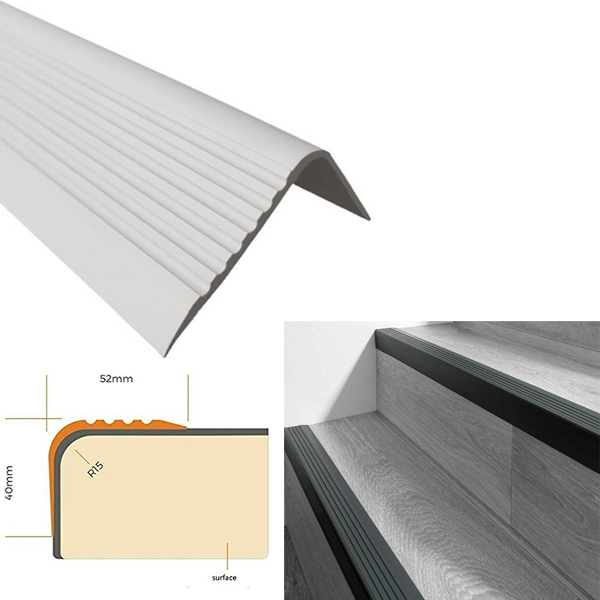 gREYBullnose Non Slip Stair Nosing PVC Rubber Angle Step Edge