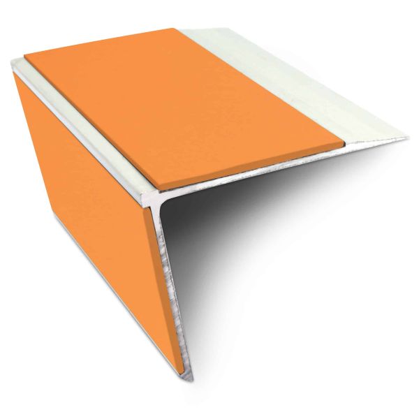 tangerine Non Slip Commercial Stair Nosing Edge Trim With Pvc Insert Aluminium 75mm x 58mm